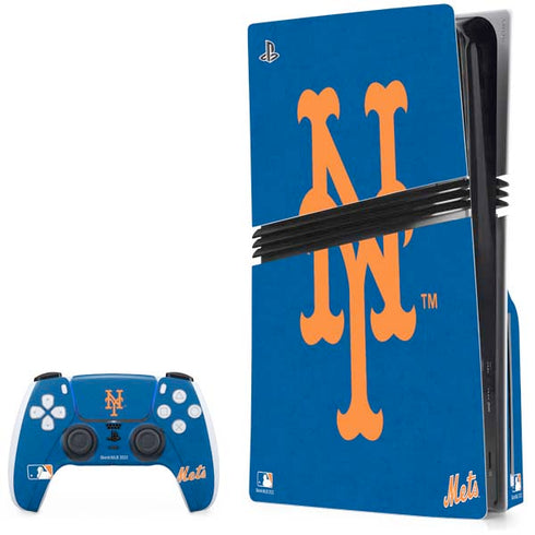 MLB New York Mets - Solid Distressed PS5 Pro Disk Bundle  Skin